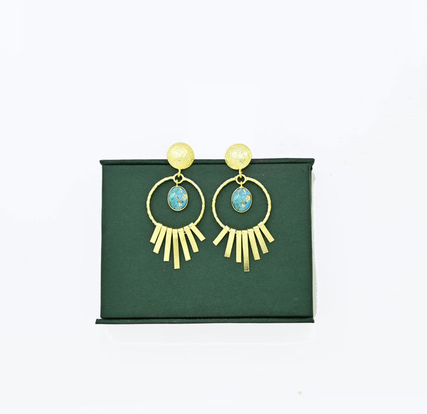 Schmuckoo Audrey Mojave Turquoise Gold Earrings