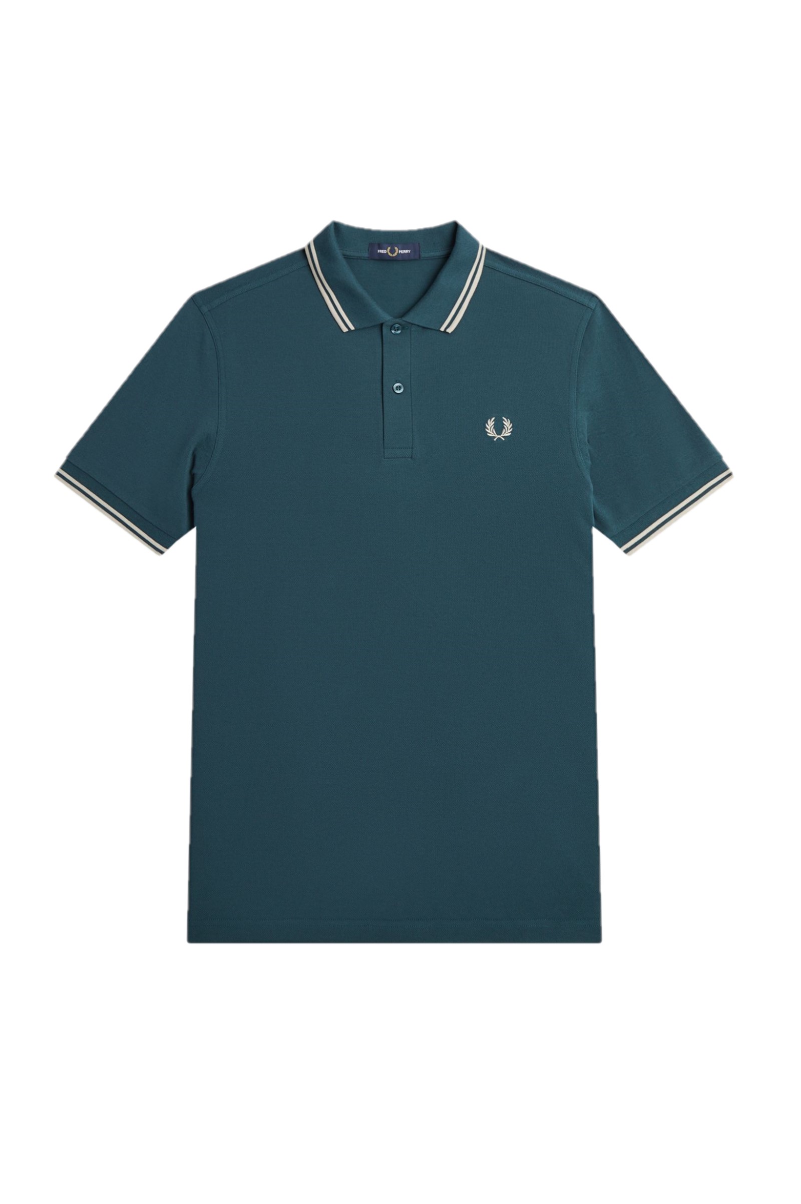 Fred Perry Slim Fit Twin Tipped Polo Petrol Blue / Light Oyster / Light Oyster