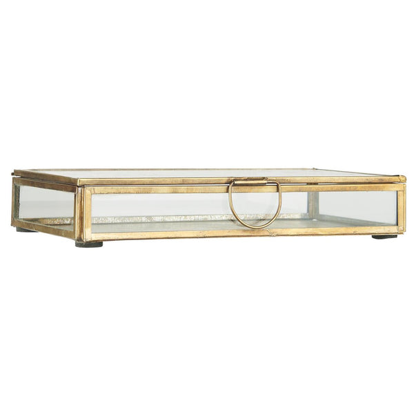 CollardManson Ib Glass Box W Lid Solitaire Oblong Brass