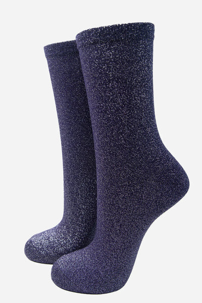 Miss Shorthair Ltd 4898nb Navy Blue All Over Glitter Socks