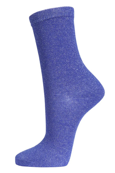 Miss Shorthair Ltd Miss Shorthair 4898rb1l Blue Sparkly All Over Glitter Socks