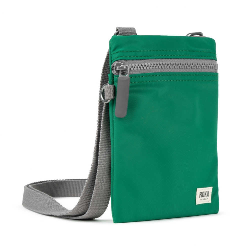 ROKA Roka Cross Body Shoulder Swing Pocket Bag Chelsea Recycled Repurposed Sustainable Nylon In Emerald