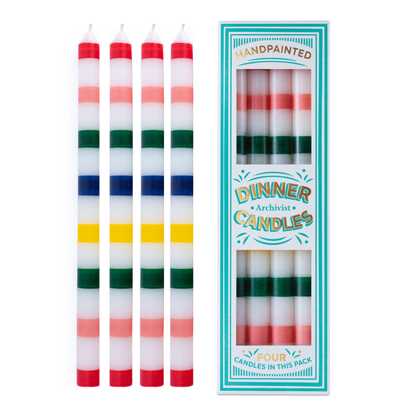Archivist Multi-stripe Dinner Candle - Pack Of 4