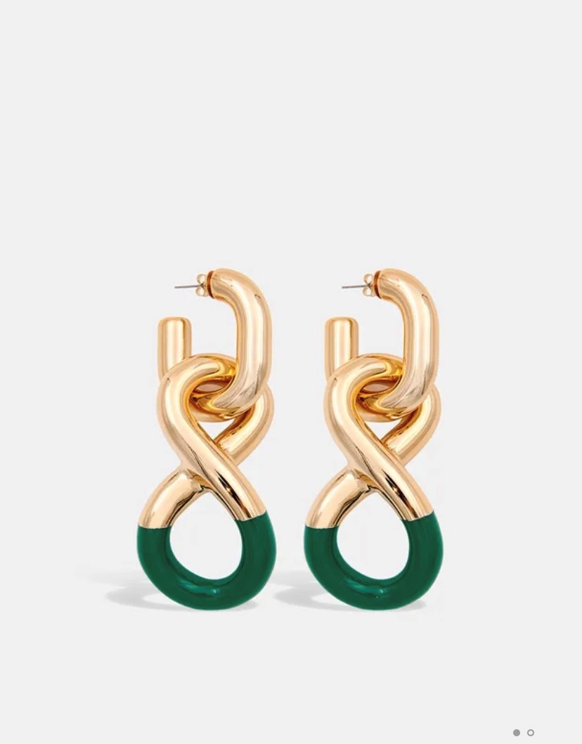 Essentiel Antwerp Gold and green chunky chain earrings