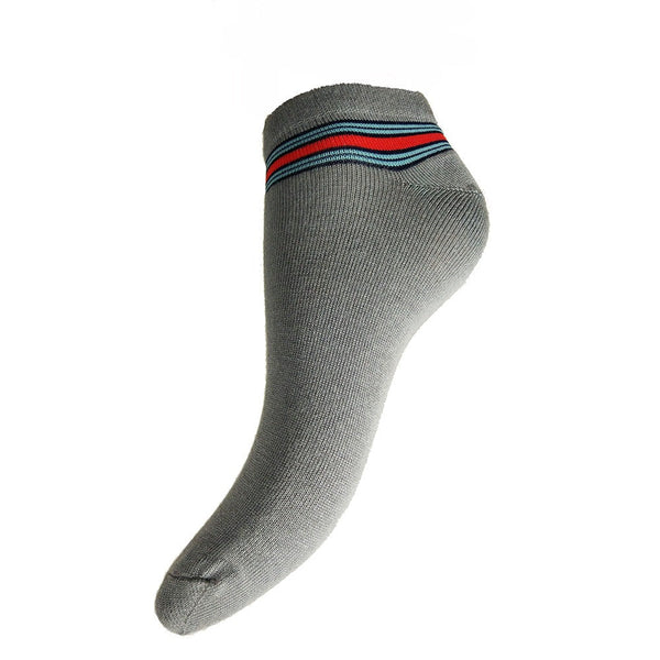 Joya 7-11 Trainer Socks Grey/red Blue Stripes
