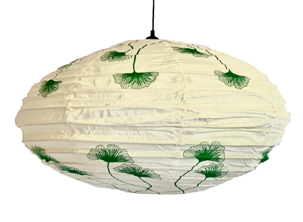 Curiouser and Curiouser Small 60cm Cream & Green Ginkgo Cotton Pendant Lampshade