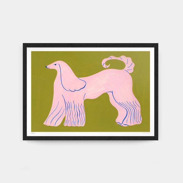 agathe-singer-a2-unframed-pink-afghan-hound-print