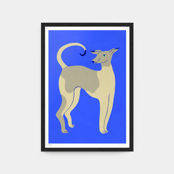 Agathe Singer A3 Unframed Young Dog On Blue Print