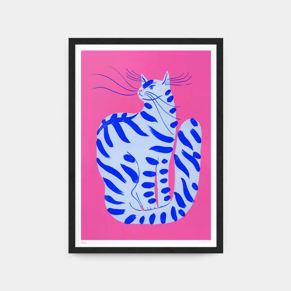 Agathe Singer A3 Unframed Cat with Stripes Print
