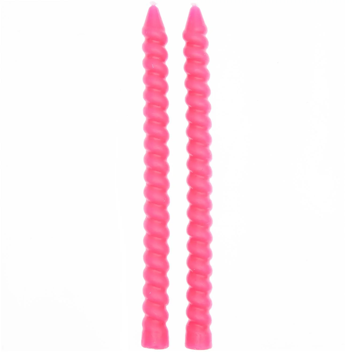 Rico Design Pair Of Neon Pink Spiral Taper Candles