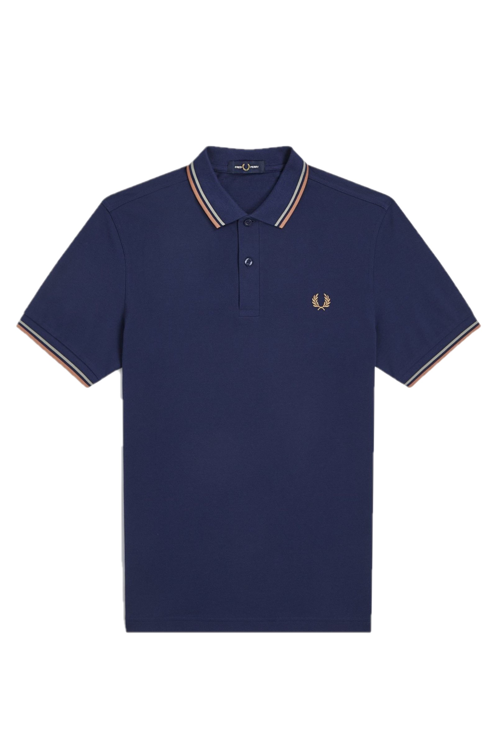 Fred Perry Slim Fit Twin Tipped Polo French Navy / Seagrass / Light Rust