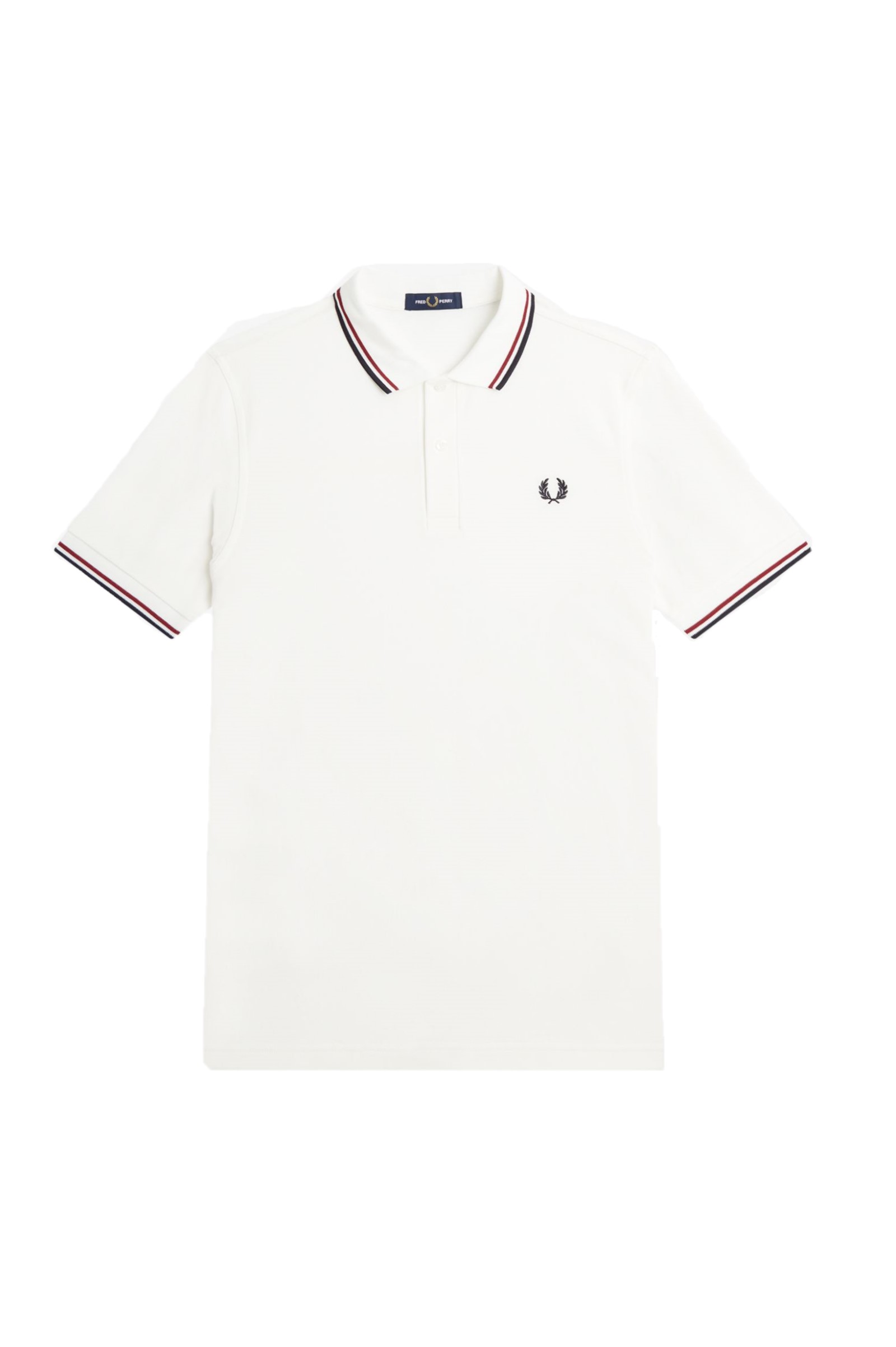 Fred Perry Slim Fit Twin Tipped Polo Snow White / Burnt Red / Navy