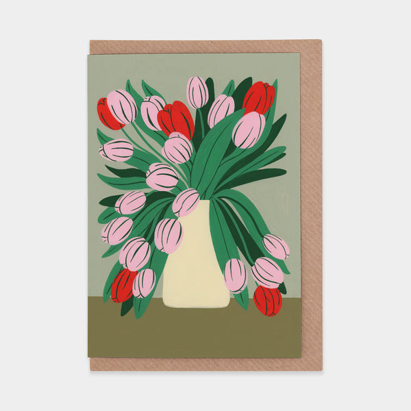 Agathe Singer Pink Tulips Greetings Card