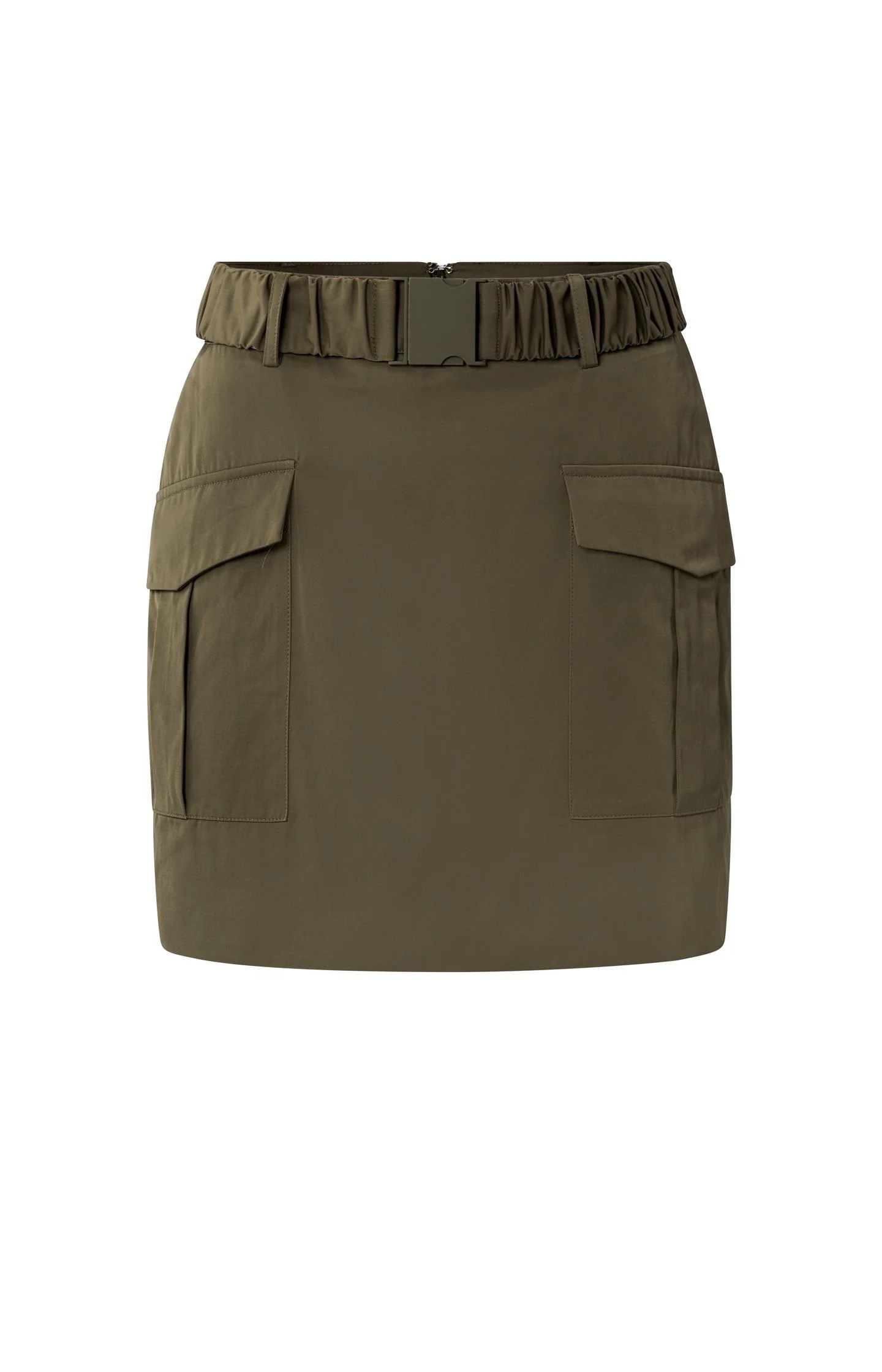 Yaya Mini Skirt With Cargo Pockets And Belt| Dark Army Green
