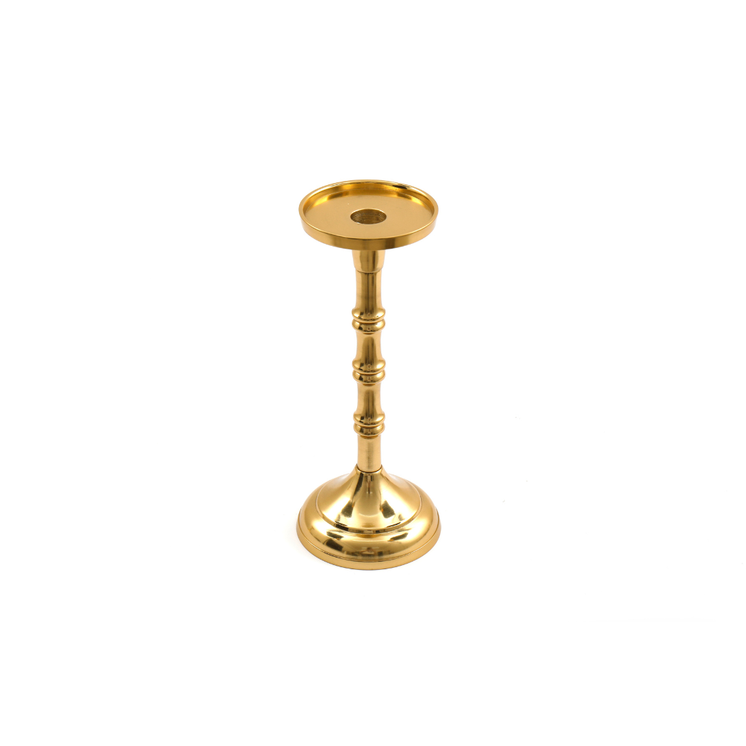 Temerity Jones Medium Gold Metal Pillar Candle Stick Holder