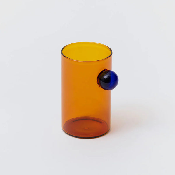 Block Design Glass Bubble Vase -amber & Cobalt