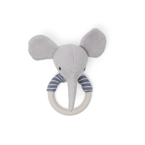 Sophie Home Cotton Knit & Silicone Teether Rattle - Elephant