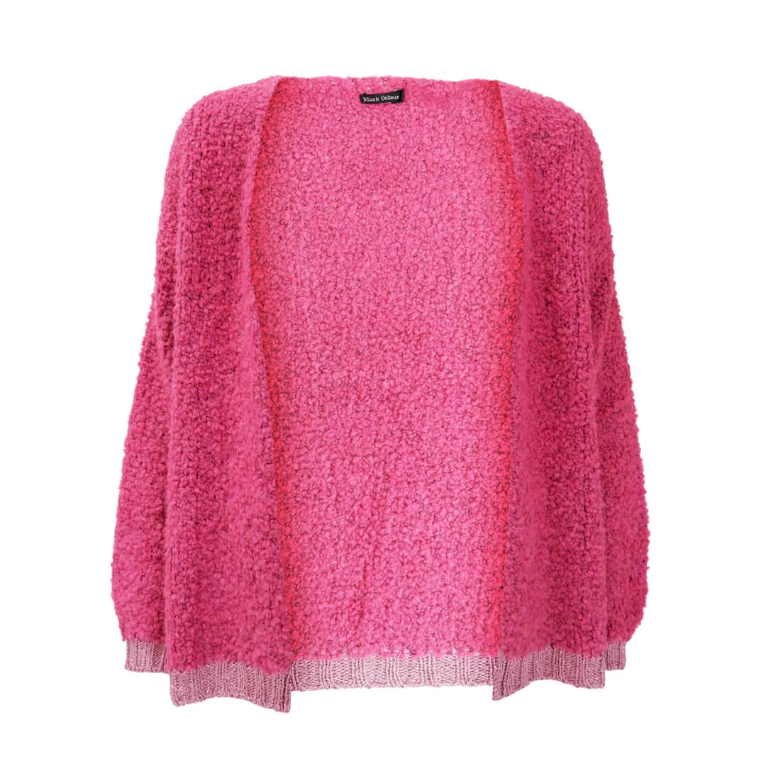 Black Colour Fia Knit Cardigan Pink