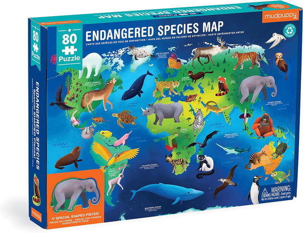 Mudpuppy Endangered Species Around The World 80-piece Puzzle By