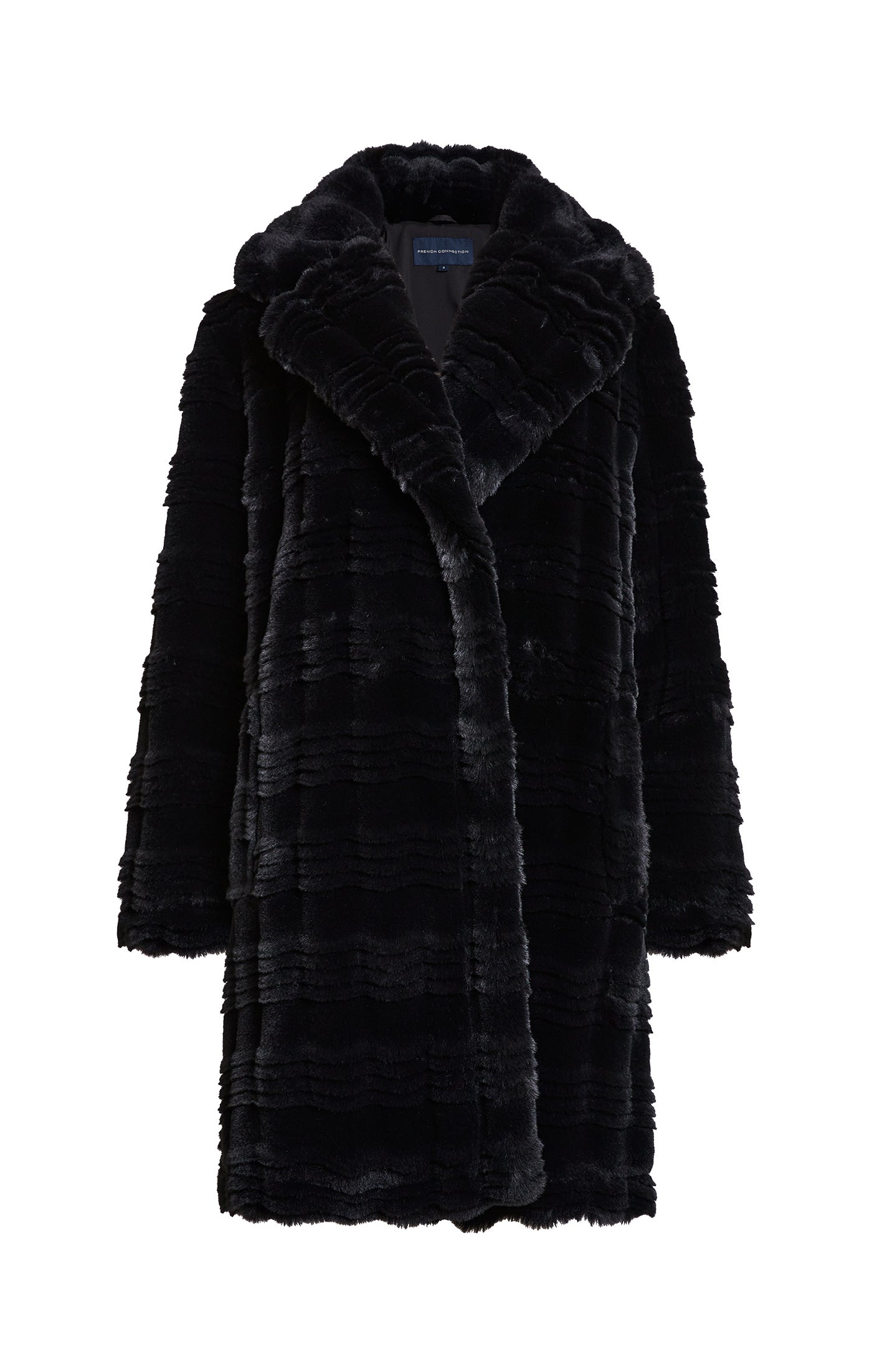 French Connection Daryn Faux Fur Coat Blackout 70VAI