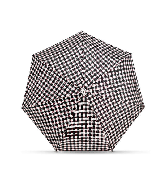 Anatole Bloomsbury Gingham Black/Coral Compact Umbrella
