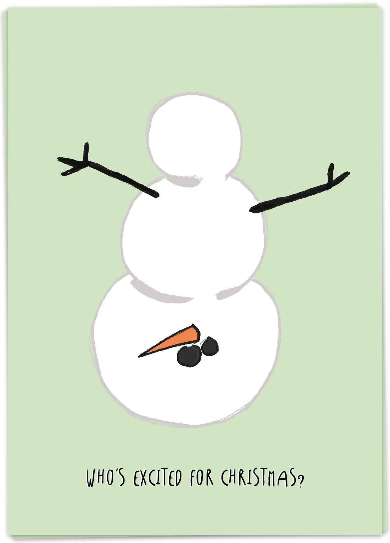 Kaart Blanche Dubbel Excited Snowman Card