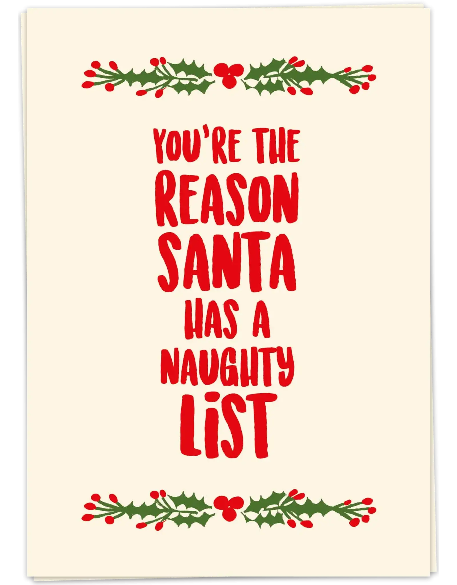 Kaart Blanche Dubbel Santas Naughty List Card