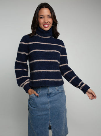 Nooki Design Chiara Knitted Stripe Jumper-blue