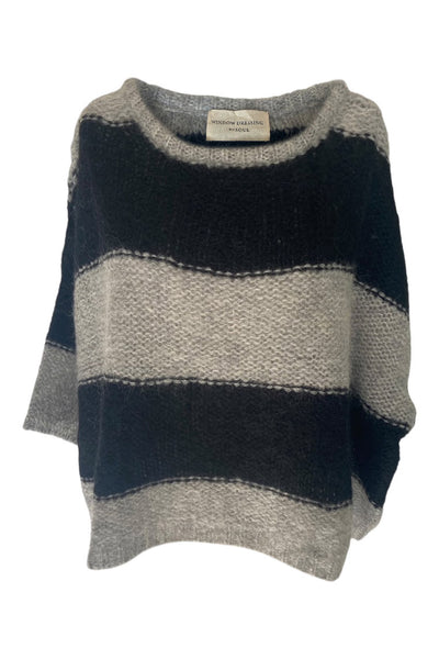Window Dressing The Soul Black and Grey Striped Mia Mohair Sweater