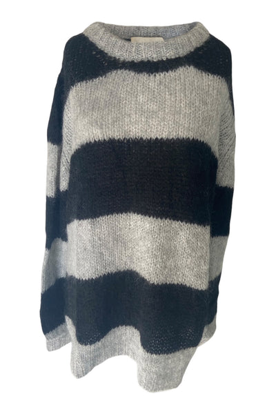 Window Dressing The Soul Black and Grey Striped  Seth Mohair Jumper