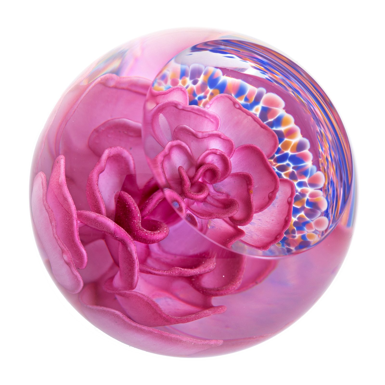 Caithness Glass Floral Delight Pink Glass Paperweight