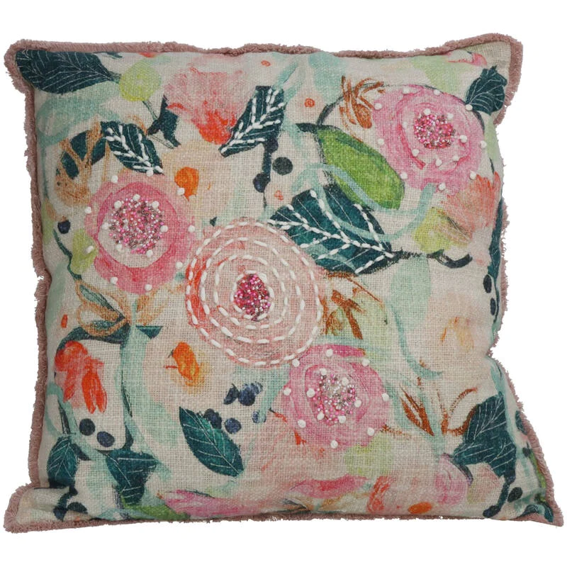 Kersten Multi Floral Cushion With Embroidery