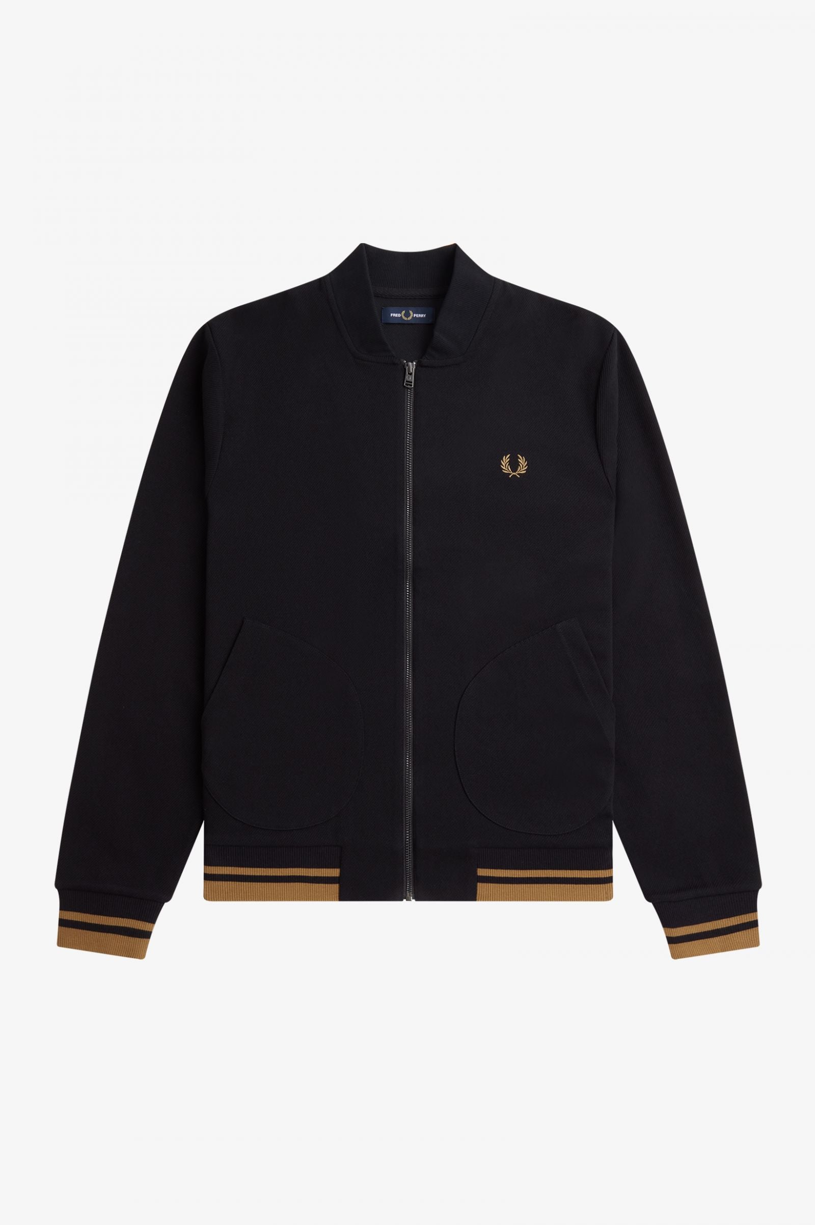 Fred perry gold detail twill track jacket in 2024 black