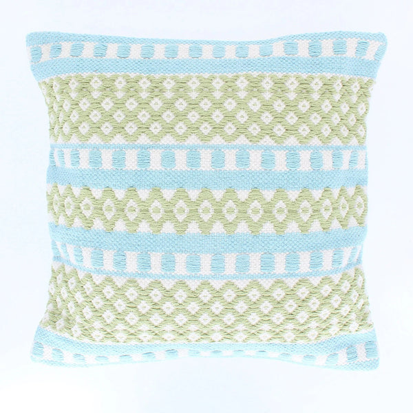 Lark London Sajani Handmade Aztec Weave Cushion- Green/blue