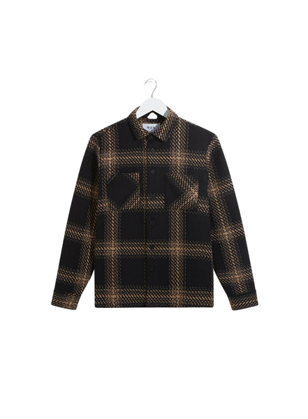 Wax London Whiting Overshirt In Zap Check Black/Beige