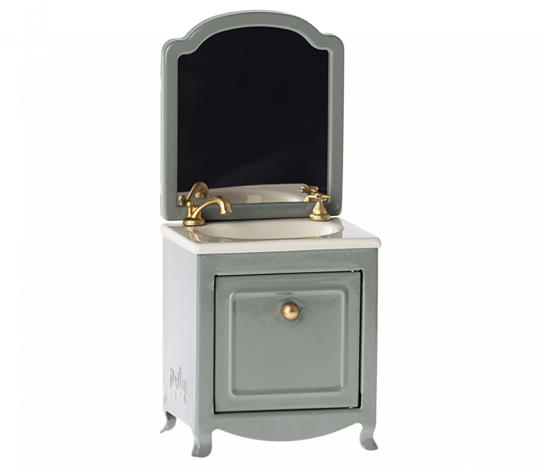 Maileg Sink Dresser With Mirror Dark Mint