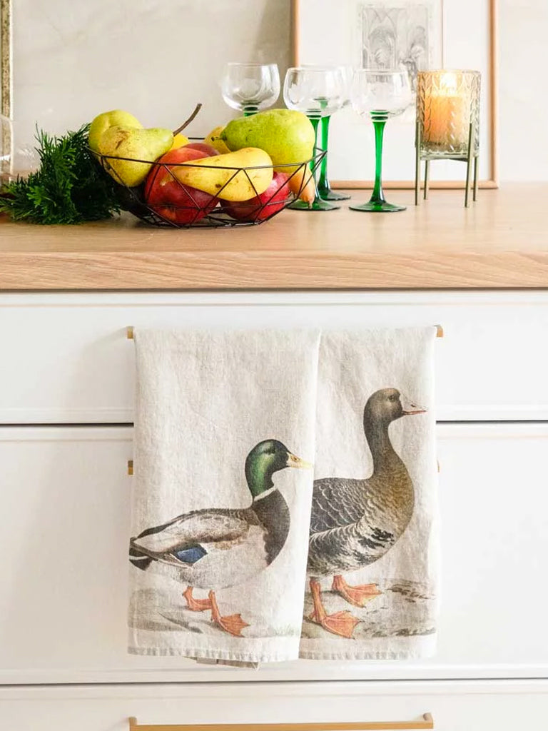 Rustic kitchen towels Pumpkin & Cabbage (set of 2) - LINOROOM 100