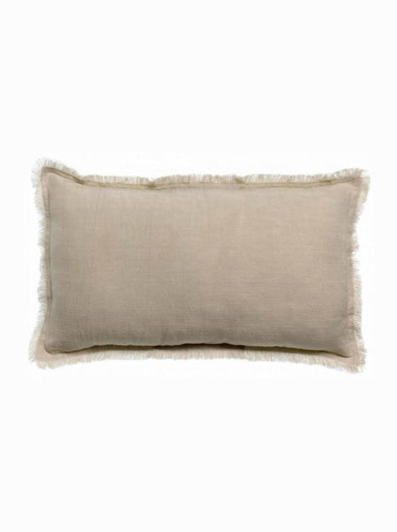 Viva Raise Laly Linen & Cotton Plain Cushion In Lin - 30 X 50cm