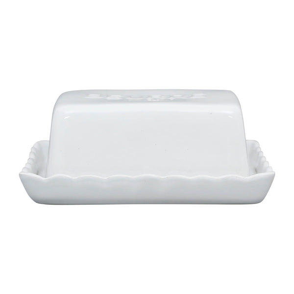 Distinctly Living French White Ceramic Butter Dish