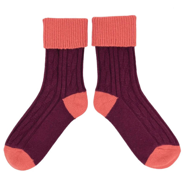 Catherine Tough Cashmere Mix Slouch Socks Dark Red Orange