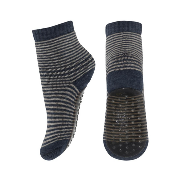 mp Denmark Vilde Stripy Socks Anti Slip - Dark Denim Melange