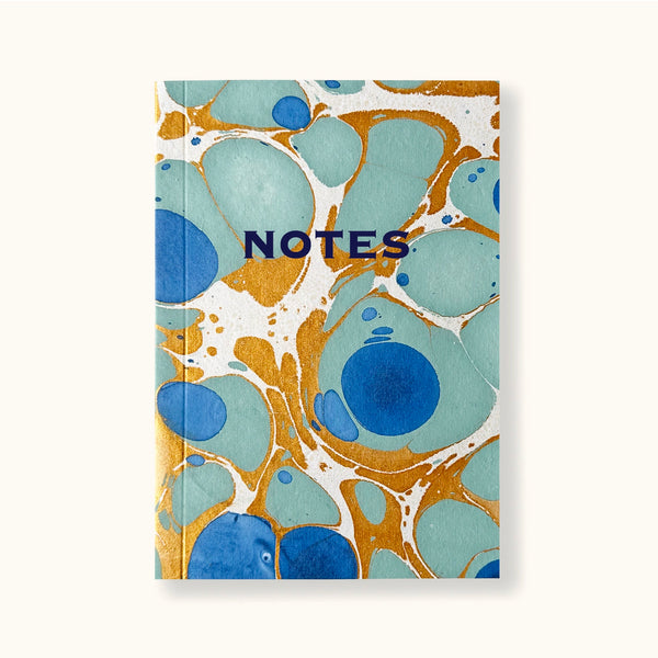 Sukie Stationery Hand Marbled Notebook In Royal Blue