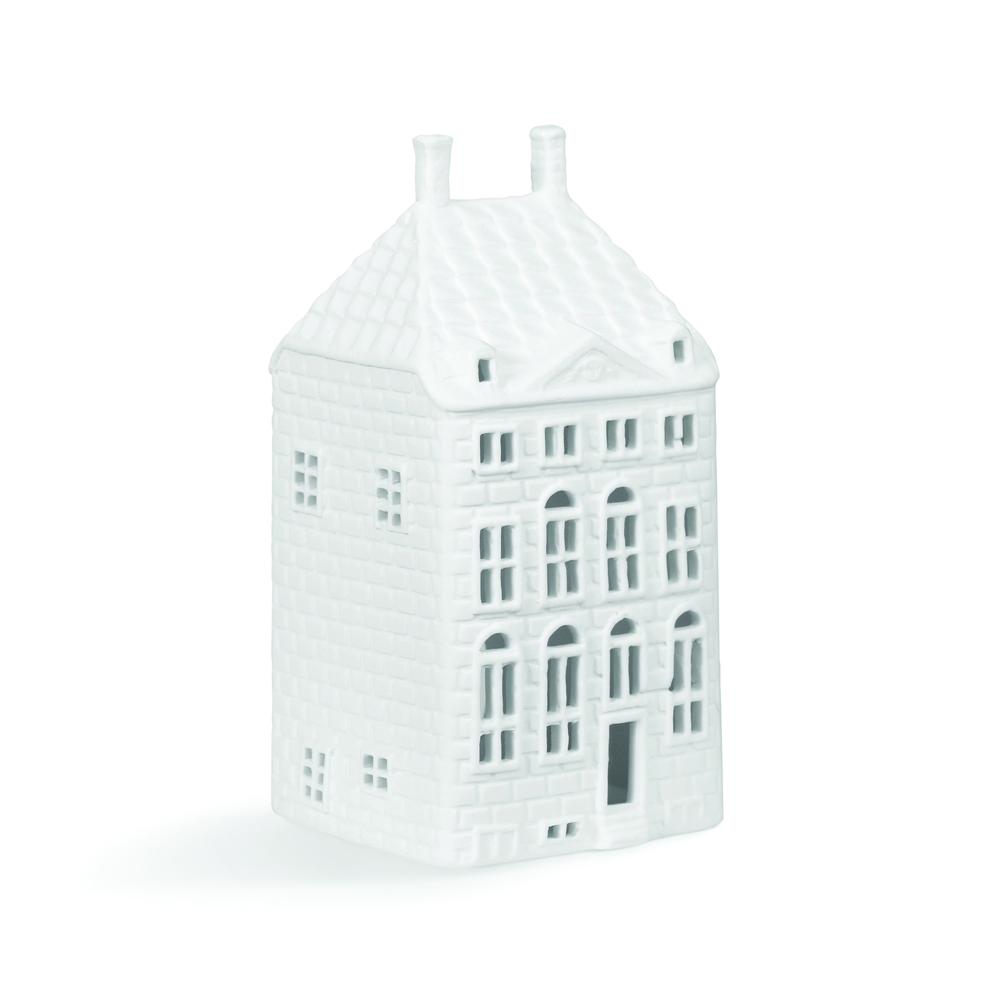 &klevering LARGE WHITE AMSTERDAM CANAL HOUSE TEALIGHT HOLDER | REMBRANDTHUIS