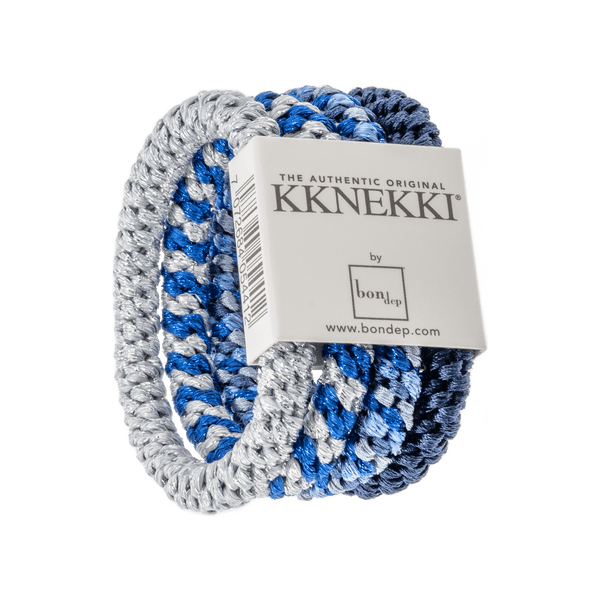 Bon Dep Set of 4 Blue and Silver Kknekki Hair Ties