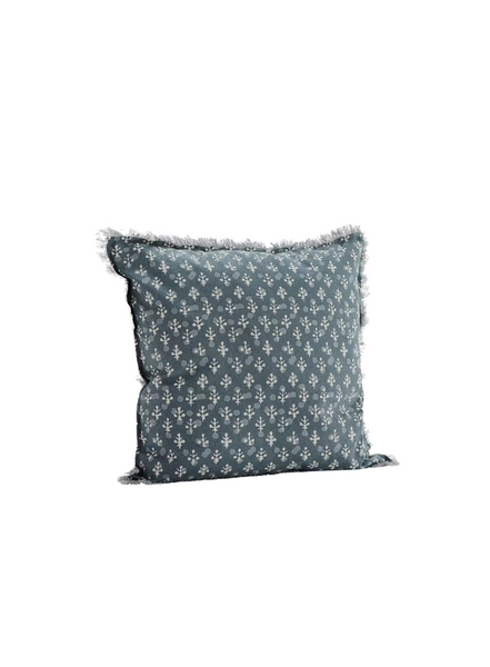 Madam Stoltz Julius Printed Cushion Grey/Blue