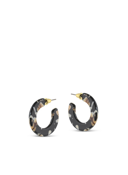 Big Metal Jessica Tiny Cut Out Earrings In Brown/black From Big Metal
