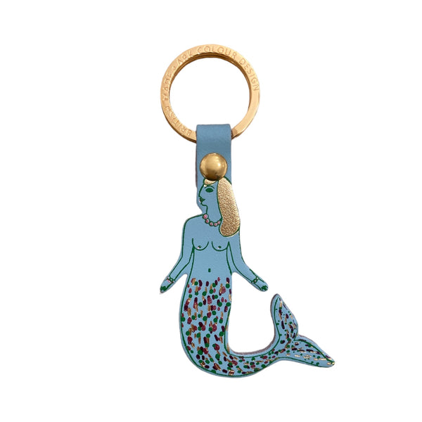 Ark Colour Design Key Fob Leather Foil Embossed Mermaid Turquoise