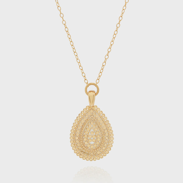 Anna Beck Medallion Scallop Drop Necklace - Gold