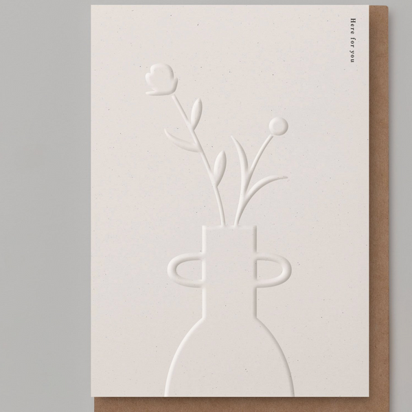 Kinshipped Here For You White Embossed Card