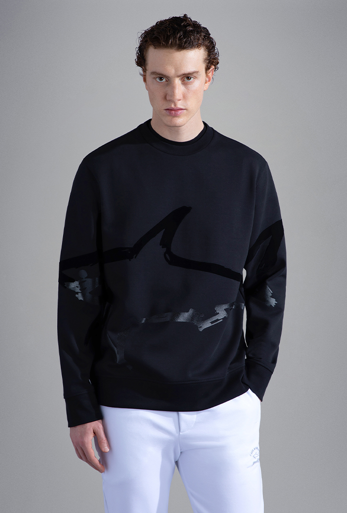 Paul & Shark Paul & Shark Men's Cotton Sweatshirt With Maxi Shark Print